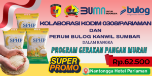 Kodim 0308/Pariaman dan Perum Bulog Gelar Program Gerakan Pangan Murah di Hotel Gandoriah